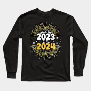 Goodbye 2023 Hello 2024 Merry Christmas Happy New Year 2024 Long Sleeve T-Shirt